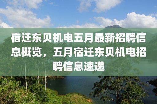 宿遷東貝機電五月最新招聘信息概覽，五月宿遷東貝機電招聘信息速遞